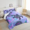 Castle Fairy Kids Tie Dye Sea Turtle Comforter Sets Full Size,Mandala Flowers Tortoise Animal Bedding Comforters for Girls Teens,Purple Blue Marble Down Alternative with 2 Pillowcases, Ultra Soft view 2