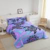 Castle Fairy Kids Tie Dye Sea Turtle Comforter Sets Full Size,Mandala Flowers Tortoise Animal Bedding Comforters for Girls Teens,Purple Blue Marble Down Alternative with 2 Pillowcases, Ultra Soft view 3
