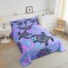 Castle Fairy Kids Tie Dye Sea Turtle Comforter Sets Full Size,Mandala Flowers Tortoise Animal Bedding Comforters for Girls Teens,Purple Blue Marble Down Alternative with 2 Pillowcases, Ultra Soft view 4