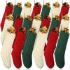 Jerify 20 Pcs18 Inch Christmas Stockings Handmade Knitted Christmas Stockings Large Cable Burgundy Green and Beige Hanging Stockings Set for Family Holiday Christmas Party Decorations Xmas Gift view 1