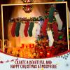 Jerify 20 Pcs18 Inch Christmas Stockings Handmade Knitted Christmas Stockings Large Cable Burgundy Green and Beige Hanging Stockings Set for Family Holiday Christmas Party Decorations Xmas Gift view 2