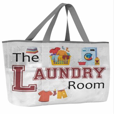 The Laundry Room Beach Tote Bag for Women, Simple White Laundry Routine Mesh Beach Bags Waterproof Sandproof, Outdoor Picnic Swim Pool Handbag - Large Beach Bag with Zipper and Pockets