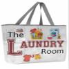 The Laundry Room Beach Tote Bag for Women, Simple White Laundry Routine Mesh Beach Bags Waterproof Sandproof, Outdoor Picnic Swim Pool Handbag - Large Beach Bag with Zipper and Pockets view 1
