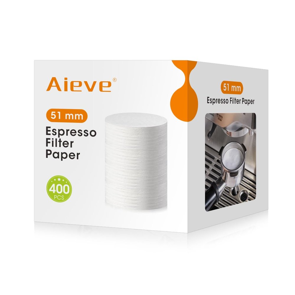 Aieve Espresso Paper Filter Compatible with Breville Barista Espresso Coffee Maker, 400 Pcs 51 mm Espresso Filter Puck Screen Portafilter Paper
