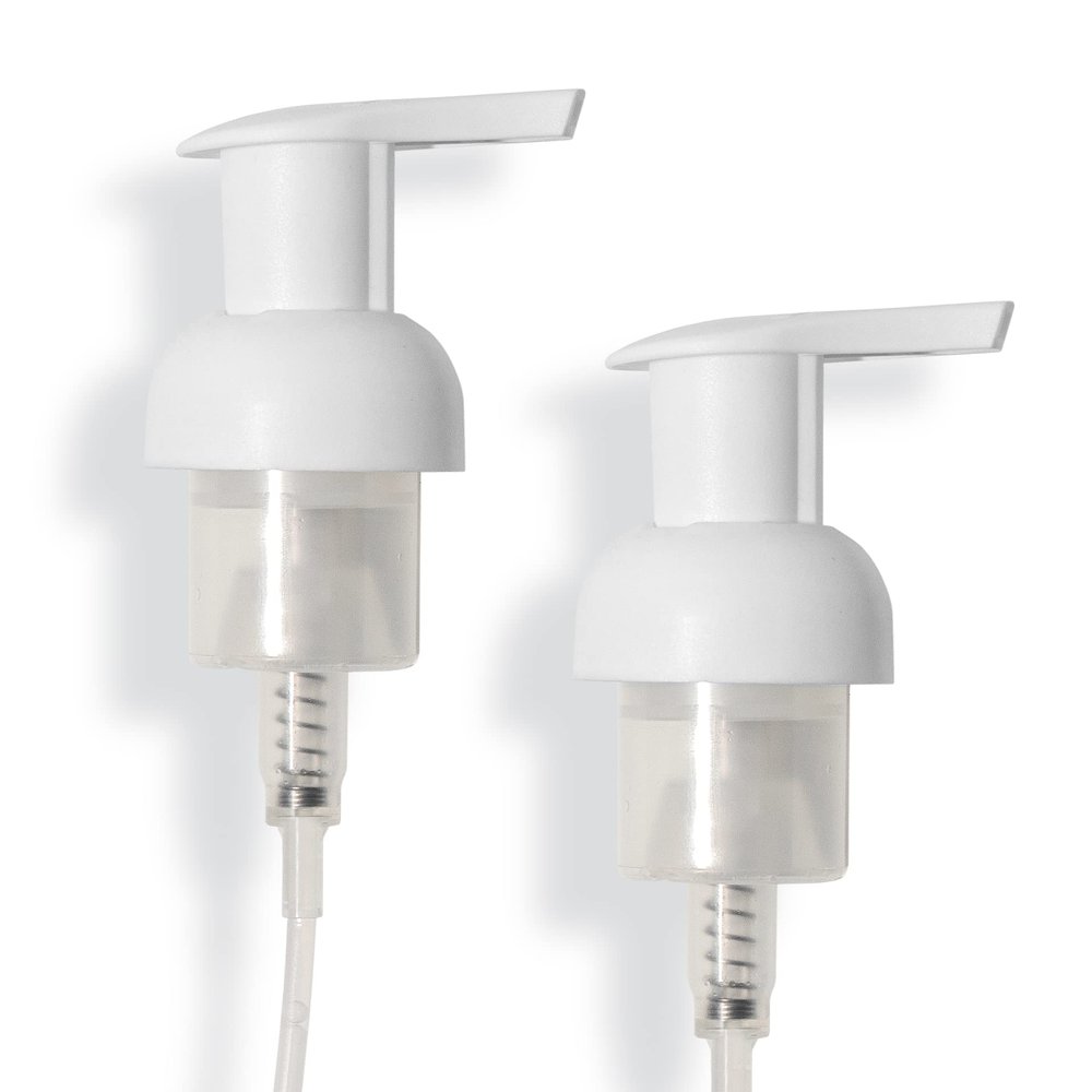 Tirtyl Foaming Replacement Pump Set - 2 Pack - 40mm (1.57) Wide Rim (40/410 neck size) - Unique Matte Finish - High Rated 1.66c Foam Output for Maximum Foam (Matte White)