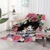 Anuruddha Personalized Blanket with Name, Floral Cat Custom Name Flannel Blankets Fluffy Cozy Cats Throws for Couch/Bed Gifts for Loved Ones XL 90"120" for Family view 4