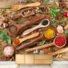 wall26 Removable Wall Sticker/Wall Mural Rustic Wooden Spoon Herb & Spice Flavor Variety Food & Kitchen Culinary & Cooking Photography Realism Decorative for Living Room, Bedroom, Office - 100"x144" view 3