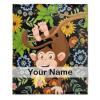 Anuruddha Personalized Blanket with Name, Floral Monkey Custom Name Flannel Blankets Fluffy Cozy Cute Monkey Throws for Couch/Bed Gifts for Loved Ones XL 90"120" for Family view 1