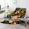 Anuruddha Personalized Blanket with Name, Floral Monkey Custom Name Flannel Blankets Fluffy Cozy Cute Monkey Throws for Couch/Bed Gifts for Loved Ones XL 90"120" for Family view 4