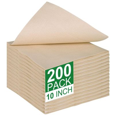 200 Count Cocktail Napkins, 2-Ply Disposable Beverage Dessert Napkins, 5" X 5" Folded Brown Bulk Paper Napkins for Party, Wedding, Bar, Dinner | Strong Absorbent