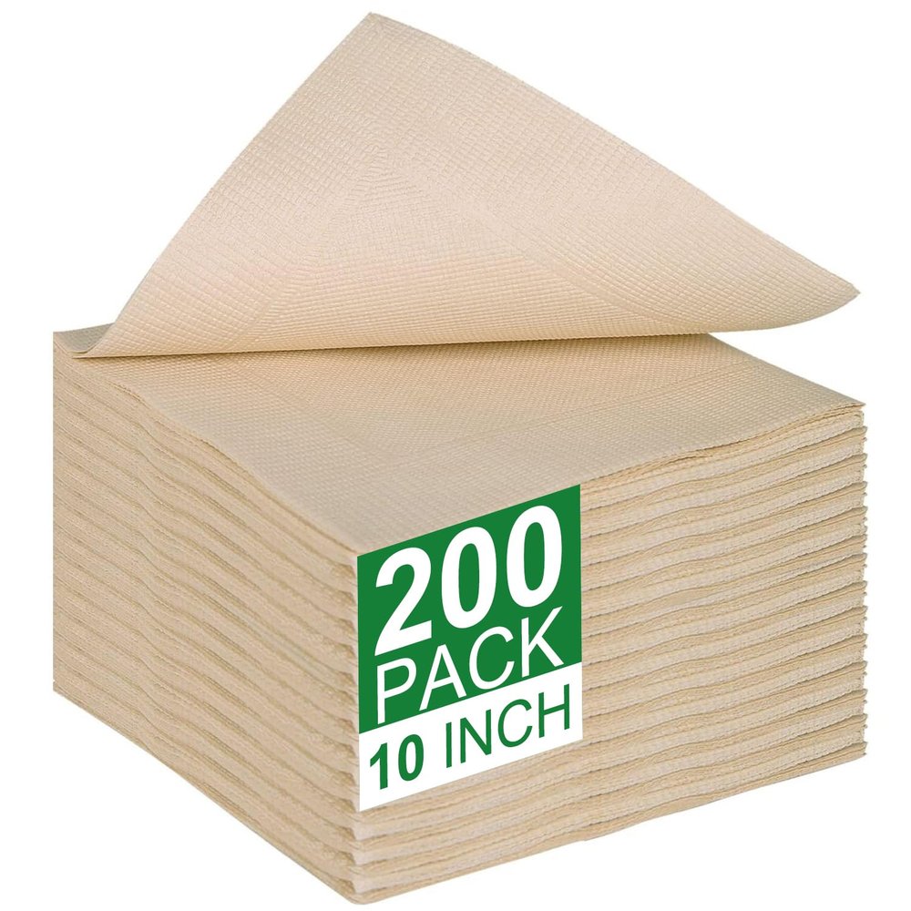 200 Count Cocktail Napkins, 2-Ply Disposable Beverage Dessert Napkins, 5" X 5" Folded Brown Bulk Paper Napkins for Party, Wedding, Bar, Dinner | Strong Absorbent