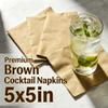 200 Count Cocktail Napkins, 2-Ply Disposable Beverage Dessert Napkins, 5" X 5" Folded Brown Bulk Paper Napkins for Party, Wedding, Bar, Dinner | Strong Absorbent view 4