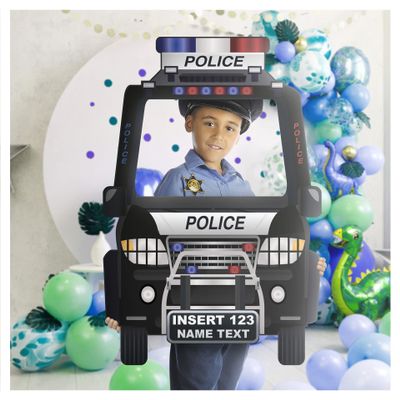 Personalized Police Car Photo Booth Frame - Policeman Party Photo Prop - Custom Police Photo Booth (PVC Frame)