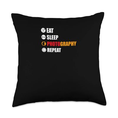 Eat Sleep Photography Repeat Cool Camera Photographer Throw Pillow