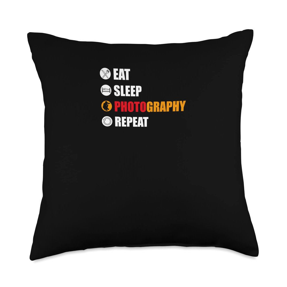Eat Sleep Photography Repeat Cool Camera Photographer Throw Pillow