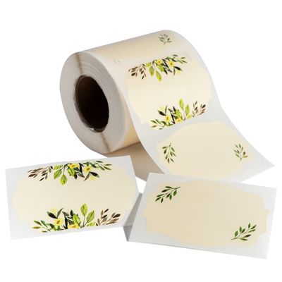 MONEST Waterproof & Oil Resistant Jar & Lid Stickers - Pantry/Canning, Spice & Bottle Labels (Floral 3x2)