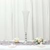 Efavormart 2 Pack | Silver 40 Tall Crystal Beaded Trumpet Vase Set, Table Centerpiece view 1