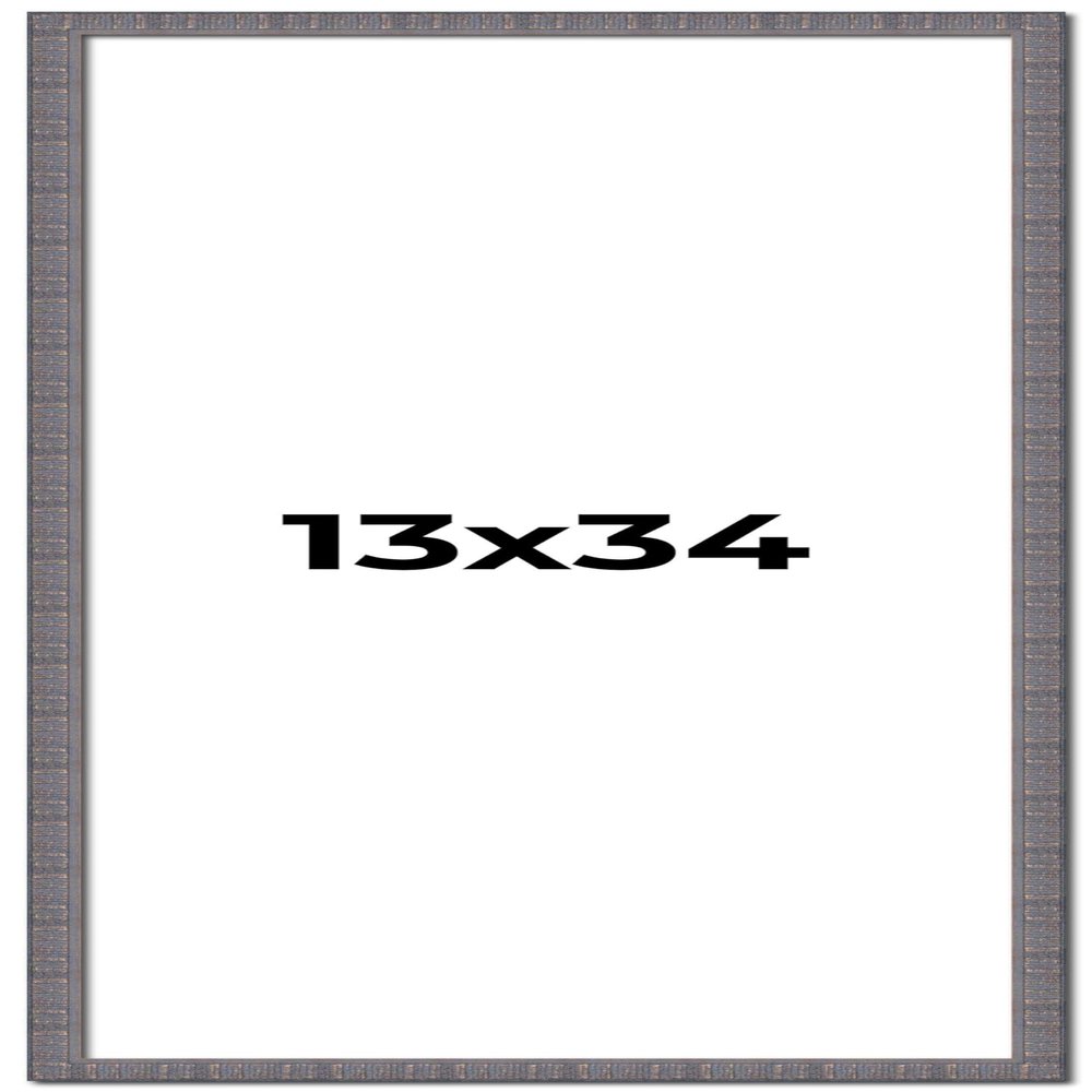 13x34 Frame Blue Kingsley Pewter Solid Wood Picture Frame Width 0.75 Inches |Interior Depth 0.5 Inches | Kingsley Pewter Frame with UV Acrylic, Foam Board Backing & Hanging Hardware