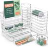 25 PCS Clear Plastic Drawer Organizers Set, 4 Sizes Clear Drawer Organizers & storage Bins for Makeup/Jewelry Vanity, Kitchen Gadgets Or Office Desk. Bathroom Drawer Organizer Trays With Non-Slip Pads view 1
