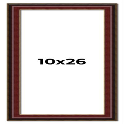10x26 Frame Mahogany Brown with Gold Trim | Solid Wood Picture Frame Width 1.5 Inches | Interior Depth 0.5 Inches | Charles Executive Frame with UV Acrylic, Foam Board Backing & Hanging Hardware