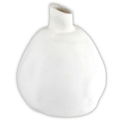 47th & Main Modern Round Short Wide Glass Flower Vase for Home Dcor, 10" High, Matte White