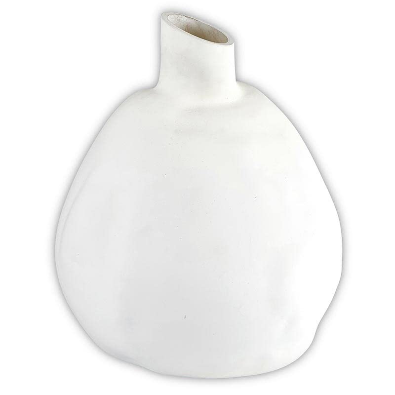 47th & Main Modern Round Short Wide Glass Flower Vase for Home Dcor, 10" High, Matte White