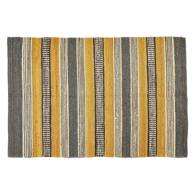 47th & Main Jute Fiber Woven Striped Rectangular Fringed Area Rug, 4' x 6', Brown/Yellow