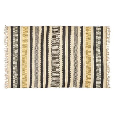 47th & Main Jute Fiber Woven Striped Rectangular Fringed Area Rug, 4' x 6', Patterned