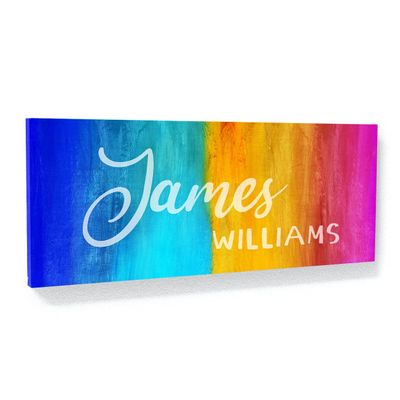 Sense Canvas Personalized Nursery Baby Name Colorful Custom Sign Canvas Art Kid - Home Decor Wall Art Print Poster Painting Large 40x16 / 1.5"