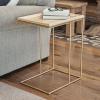 47th & Main Modern C-Shape Metal and Wood Side Table for Sofa Or Couch, Gold/Natural view 2