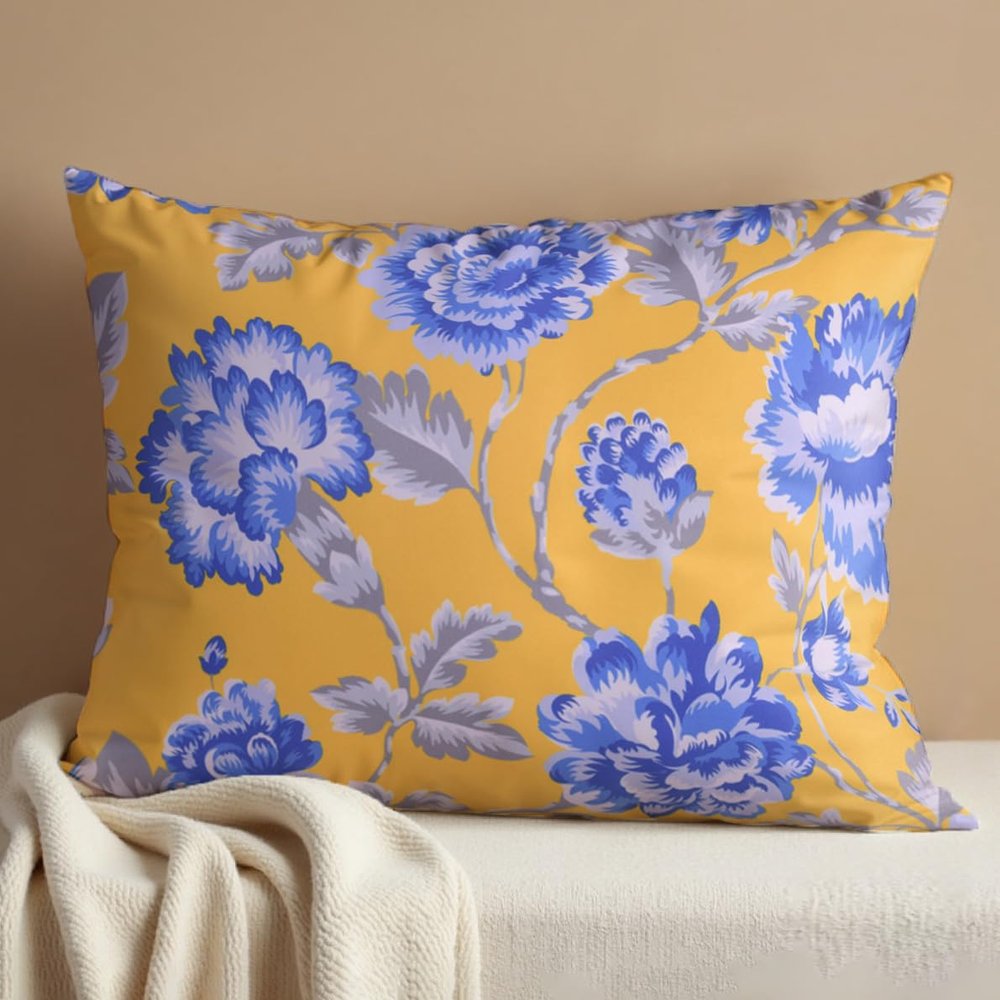 Decozen Throw Pillow Covers - Pack of 2 Decorative Floral Printed Cushion Covers for Home Decor Sofa Couch Chair Bed Living Room Bedroom Car Office Study Pillow Case Room Decor - Yellow, 14x20