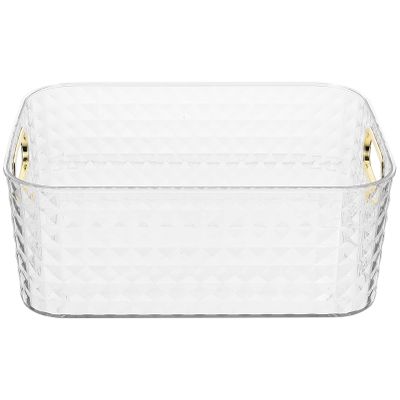 DECHOUS 1pcs Desktop Storage Basket Gold Organizer for Cosmetics Sundries Office Supplies Multi-functional Rectangle Design for Makeup Kitchen Utensils Accessories