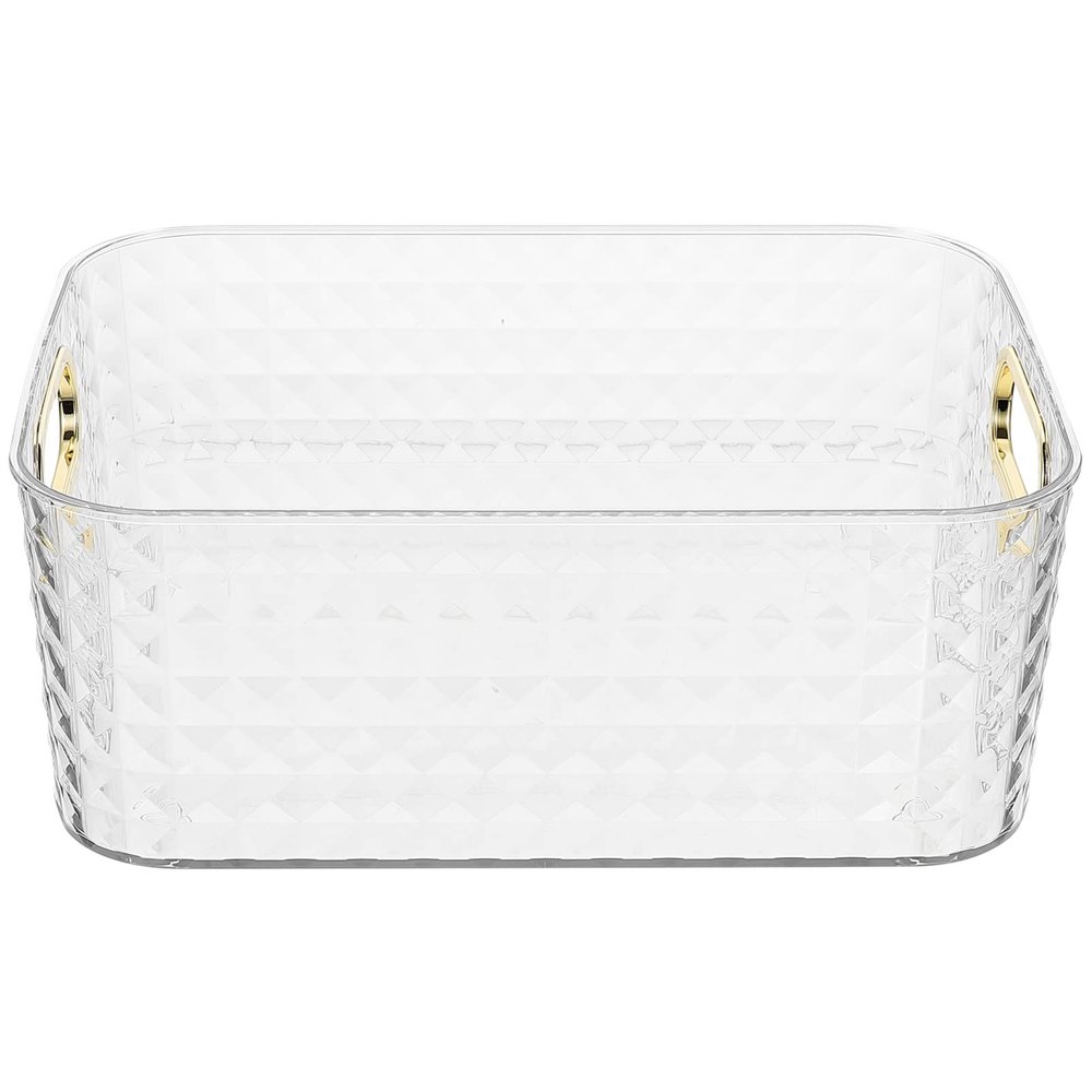 DECHOUS 1pcs Desktop Storage Basket Gold Organizer for Cosmetics Sundries Office Supplies Multi-functional Rectangle Design for Makeup Kitchen Utensils Accessories