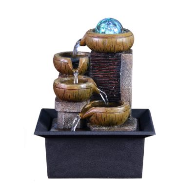 UNNS Tabletop Fountain Waterfall Indoor Desktop Fountain Resin Rock Waterfall with Light Ball for Home Office Decoration (Color : A)