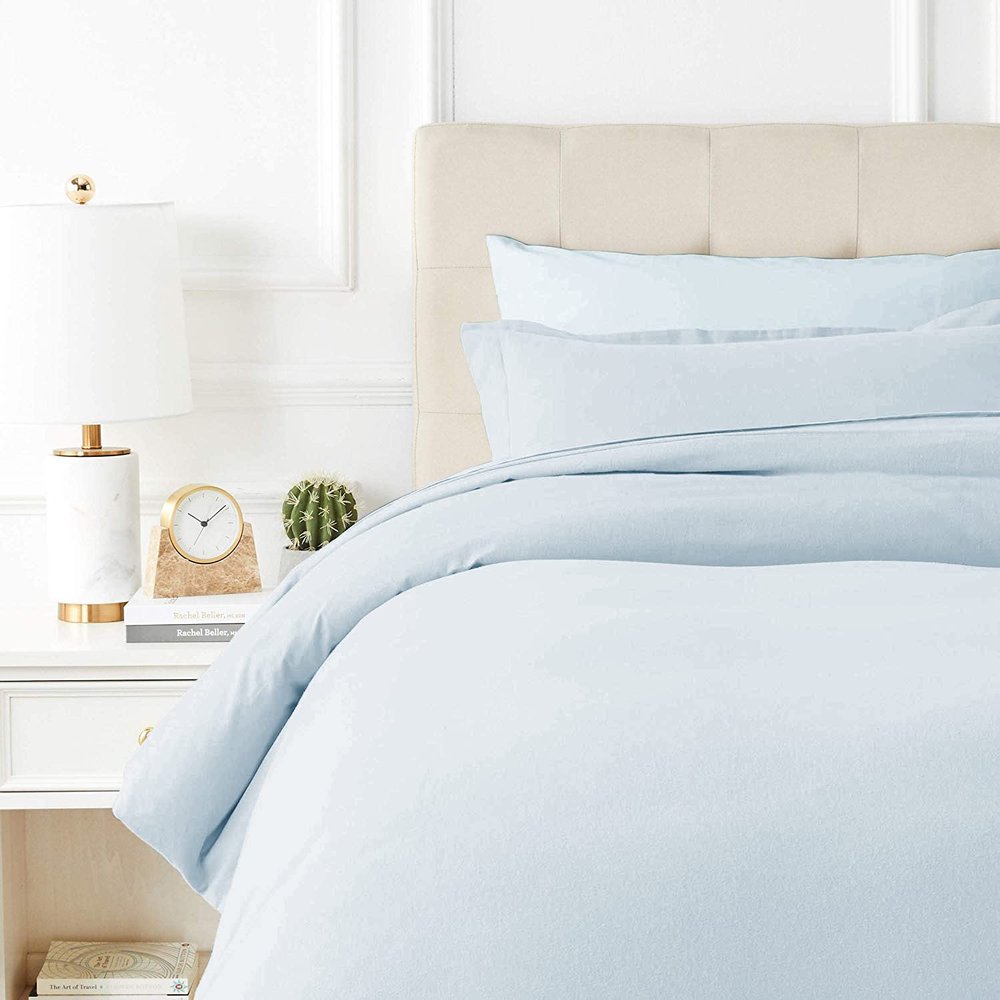 TEXAS LINEN CO. 100% Egyptian Cotton Duvet Cover King Size, 600 Thread Count 3 PC Duvet Cover, Extra Long Staple Egyptian Cotton Quilt Cover, Soft, Breathable with Hidden Zipper Closure - Light Blue