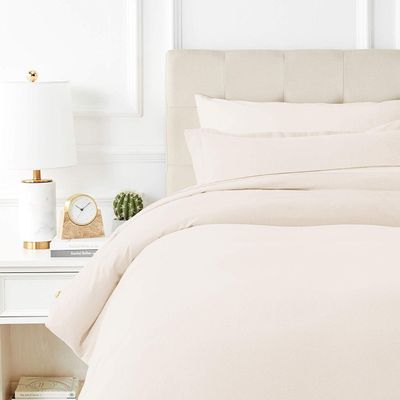 TEXAS LINEN CO. 100% Egyptian Cotton Duvet Cover King Size, 600 Thread Count 3 PC Duvet Cover, Extra Long Staple Egyptian Cotton Quilt Cover, Soft, Breathable with Hidden Zipper Closure - Ivory
