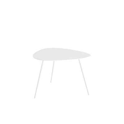 NIUYAO Coffee Table one Piece, Modern Minimalist Drop Shape with Metal Legs Side or End Table for Living Room Balcony Lounge -Small White