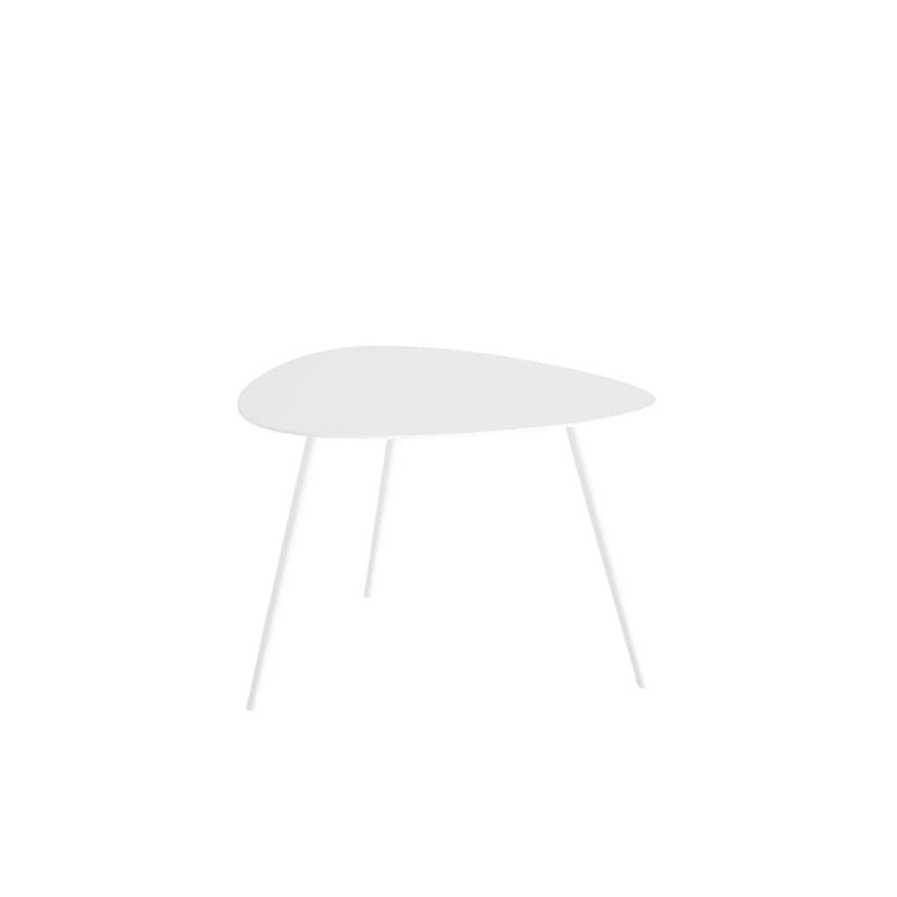 NIUYAO Coffee Table one Piece, Modern Minimalist Drop Shape with Metal Legs Side or End Table for Living Room Balcony Lounge -Small White