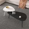 NIUYAO Coffee Table one Piece, Modern Minimalist Drop Shape with Metal Legs Side or End Table for Living Room Balcony Lounge -Small White view 4