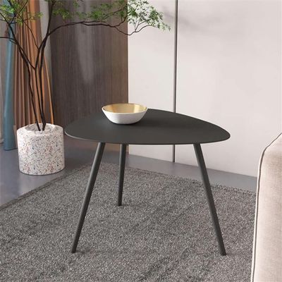 NIUYAO Coffee Table one Piece, Modern Minimalist Drop Shape with Metal Legs Side or End Table for Living Room Balcony Lounge -Small Black