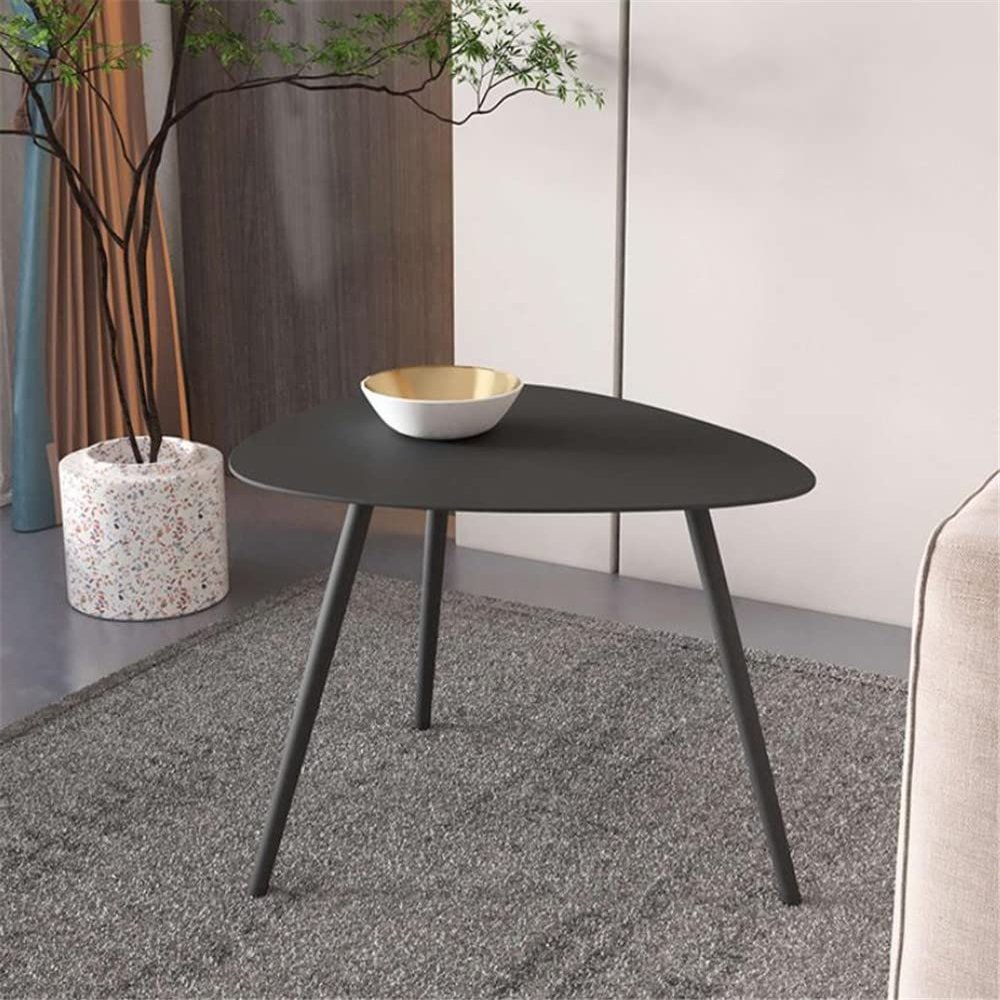 NIUYAO Coffee Table one Piece, Modern Minimalist Drop Shape with Metal Legs Side or End Table for Living Room Balcony Lounge -Small Black