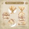 Frienda 100 Pcs Adventure Awaits Cellophane Treat Bags Adventure Party Decoration Travel Themed Candy Goodie Favor Bags World Map Birthday Party Plastic Bag for Travel Retirement Wedding view 3