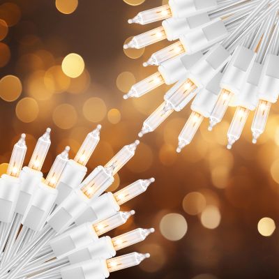 2 Pack 50 Count Christmas String Lights Clear Warm White Mini Lights Plug Powered Waterproof for Indoor and Outdoor Use, 10 Feet for Christmas Tree Party, Wedding Holiday Patio Xmas Decorations