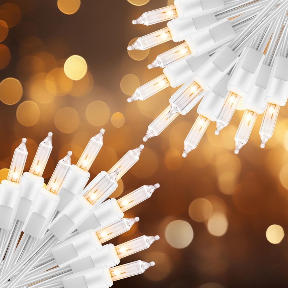 2 Pack 50 Count Christmas String Lights Clear Warm White Mini Lights Plug Powered Waterproof for Indoor and Outdoor Use, 10 Feet for Christmas Tree Party, Wedding Holiday Patio Xmas Decorations
