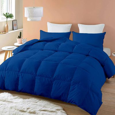 Royal Blue 5pc All Season Down Alternative Box Stitched Full (90'' x 90'') Comforter Box Stitched Full Duvet Insert