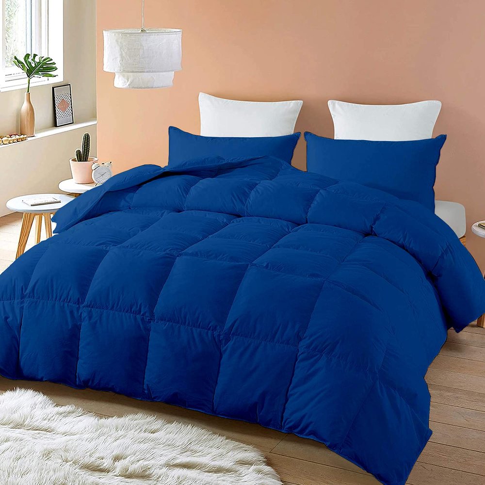 Royal Blue 5pc All Season Down Alternative Box Stitched Full (90'' x 90'') Comforter Box Stitched Full Duvet Insert