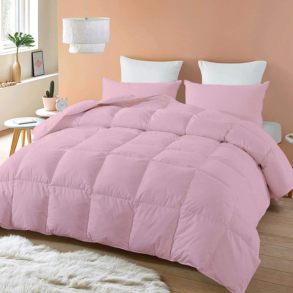 Baby Pink 5pc All Season Down Alternative Box Stitched Twin-XL (68'' x 90'') Comforter Box Stitched Twin XL Duvet Insert