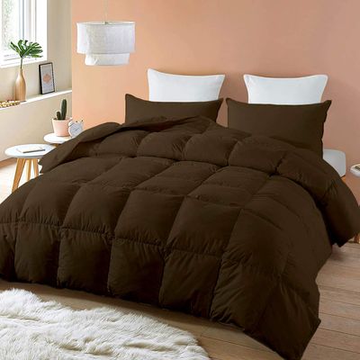 Brown 5pc All Season Down Alternative Box Stitched Grand King 106x106 Comforter Box Stitched Grand King Duvet Insert