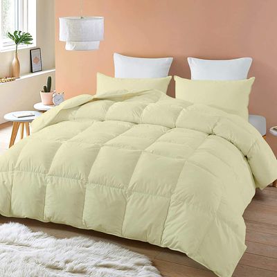 Ivory 5pc All Season Down Alternative Box Stitched Twin-XL (68'' x 90'') Comforter Box Stitched Twin XL Duvet Insert