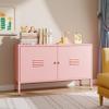 WISUNO Metal Accent Storage Cabinet for Bed Room,Living Room,Home,Hotel,Office,Garage,2-Tier, Removable Shelf (2 Door Accent Cabinet, Pink) view 3